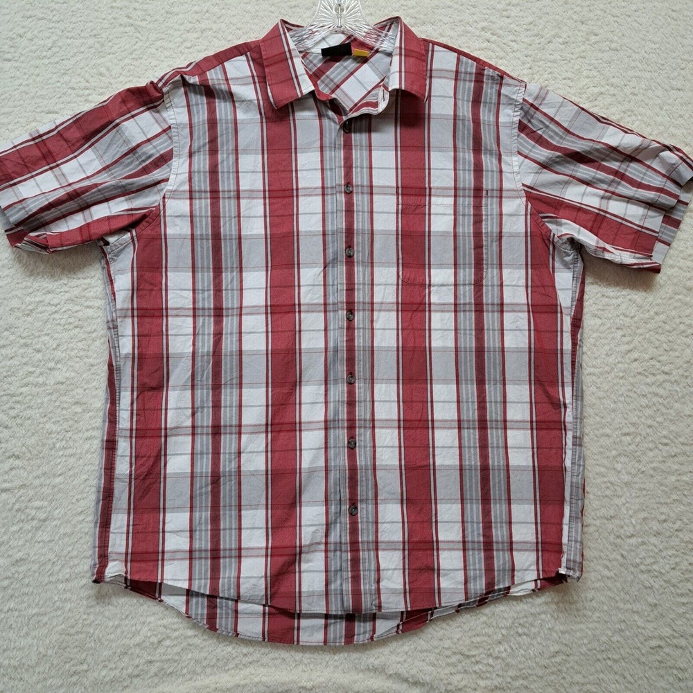 Cabelas Men’s 2XLT Outdoor Shirt Button Up Short Sleeve Hunt Camp Fish Red Check